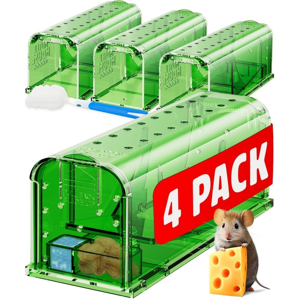 4 X Humane Mouse Traps Live Catch & Release No Kill Rat Mice Trap Reusable